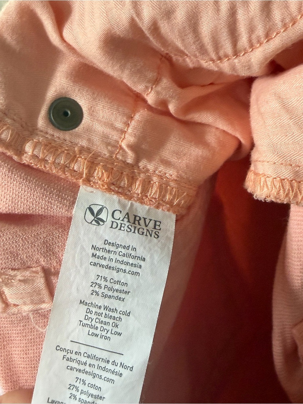 Carve Designs creamsicle orange/Coral Frayed Hem corduroy Shorts size 10 - Picture 4 of 5